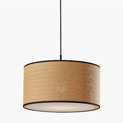 Rowan Linen Drum Pendant Light Transitional Living