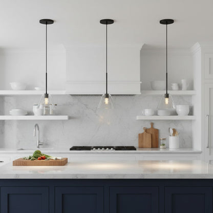 Cone Milk Clear Glass Cone Pendant Light for Kitchen