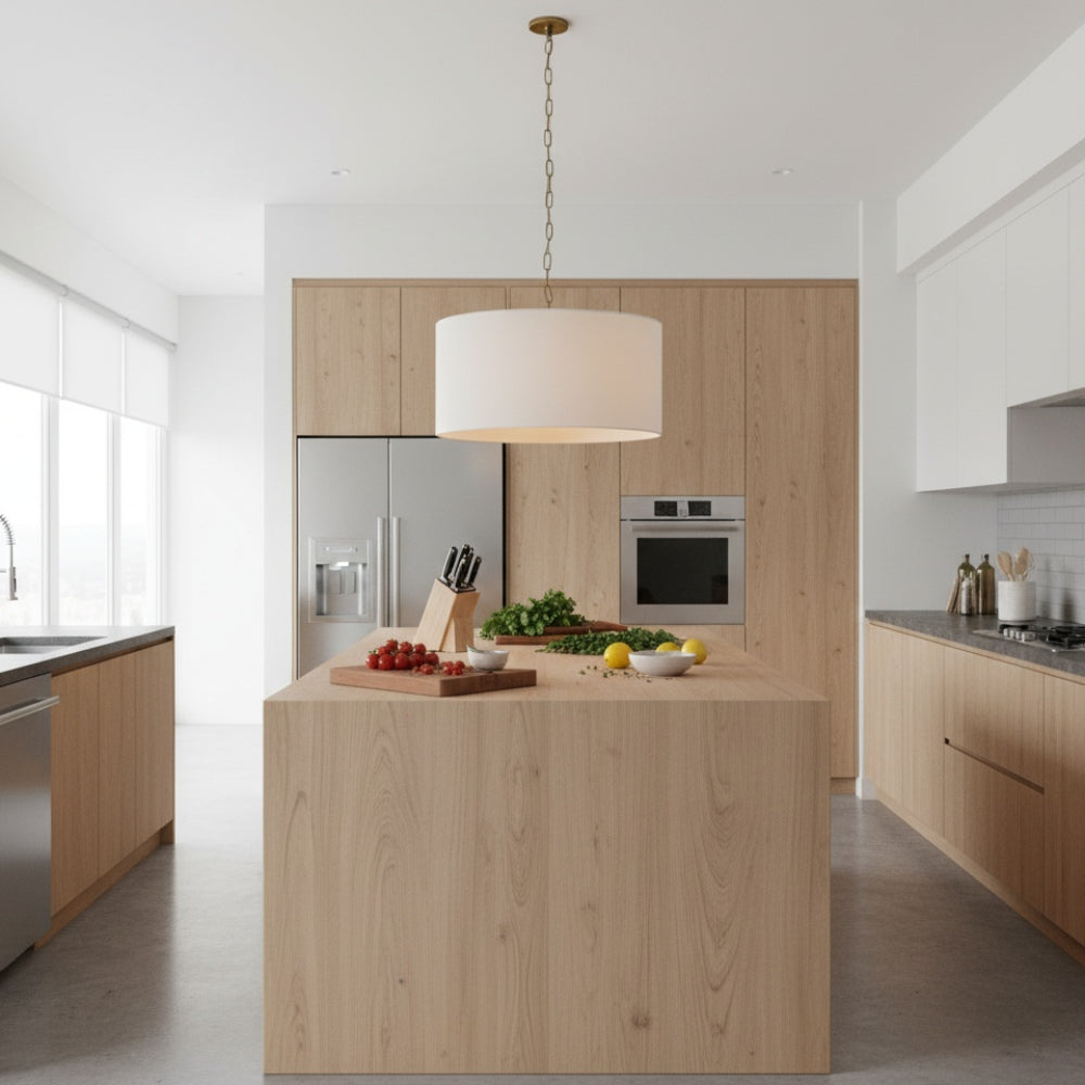 
Rowan Linen Drum Pendant Light for Kitchen