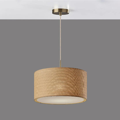 Rowan Linen Drum Pendant Light Transitional Living