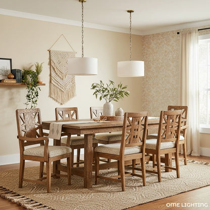 Rowan Linen Drum Pendant Light for Kitchen