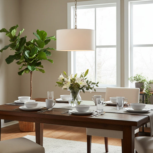 
Rowan Linen Drum Pendant Light for Kitchen